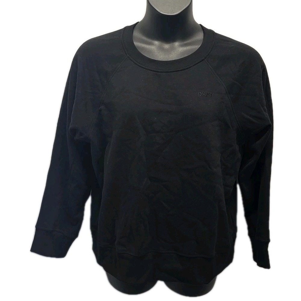 DKNY Sport Black Pullover Sweatshirt Athleisure Minimalist Cozy sz XL